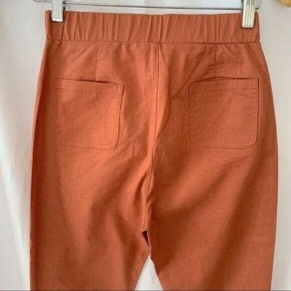Emory Park flare leg pants high waisted with bow tie closure color rust sz small - Picture 6 of 9